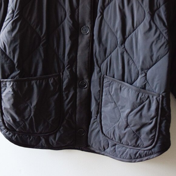 Grey cropped collared quilted jacket - Picture 3 of 4